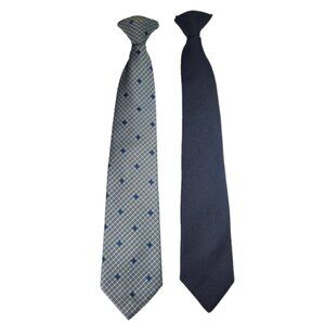 Count Christopher Clip on Tie Designers Choice Mens Lot of 2 Navy Blue & Pattern